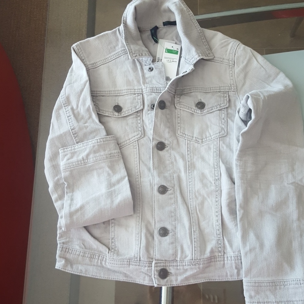 Benetton Grey Jeans Denim Jacket sz L 8-9 years